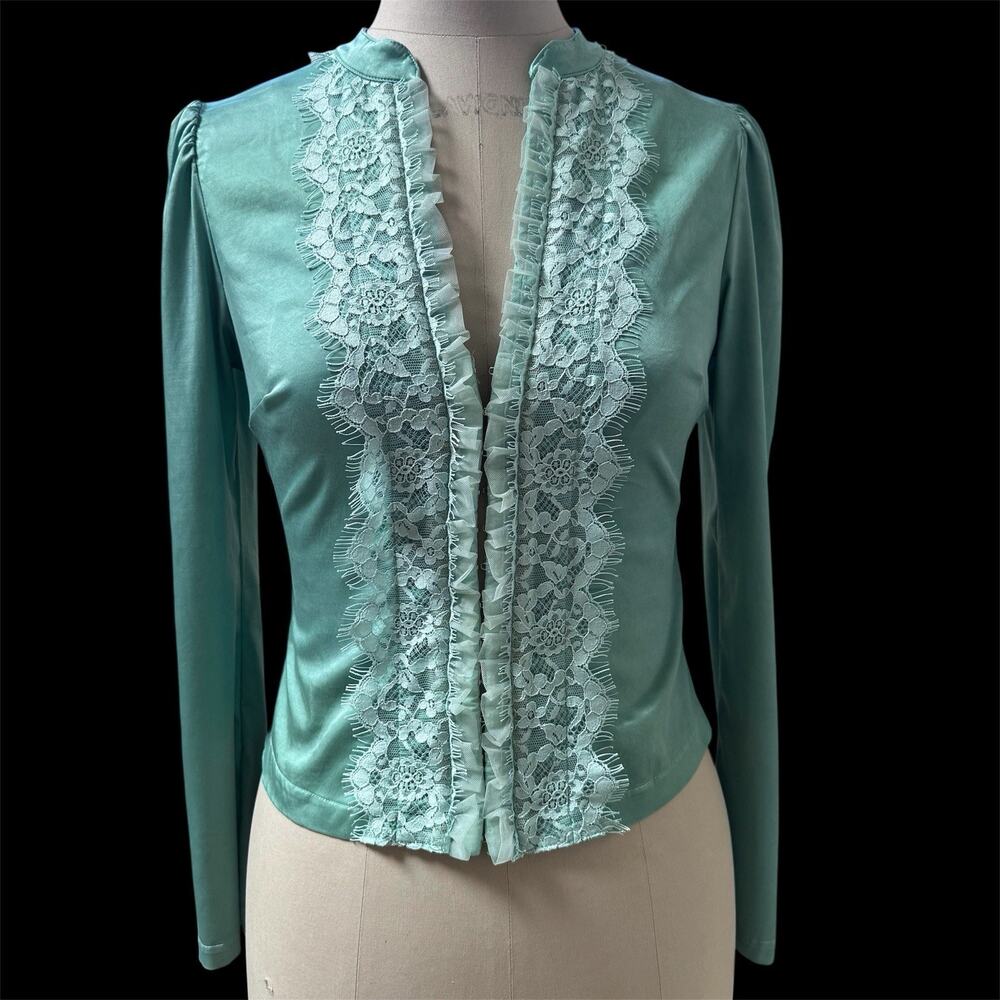 Ann Ferriday Vintage Edwardian Fairy Stretch Rayon + Lace Jacket M